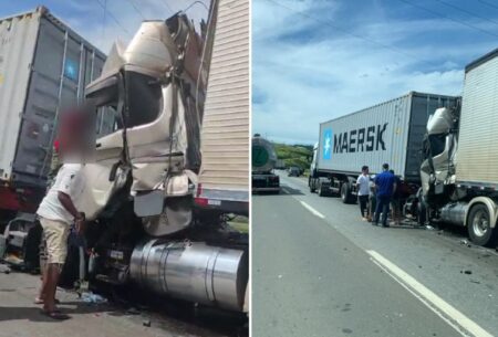 Acidente entre carretas deixa um morto na Rodovia Fernão Dias, em Cambuí - Foto: Reprodução/Redes Sociais