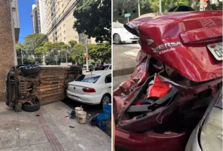 Acidente entre carros deixa homem ferido no bairro Funcionários, em BH - Foto: Divulgação/CBMMG