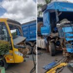 Acidente entre ônibus escolar e caminhão deixa seis feridos em Paraopeba - Foto: Reprodução/Redes Sociais