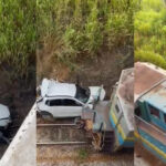 Carro cai de viaduto na BR-381 e é atingido por trem em Nova Era - Foto: Reprodução/Redes Sociais