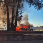 Carro pega fogo e complica trânsito na MGC-356, em BH - Foto: Reprodução/Redes Sociais