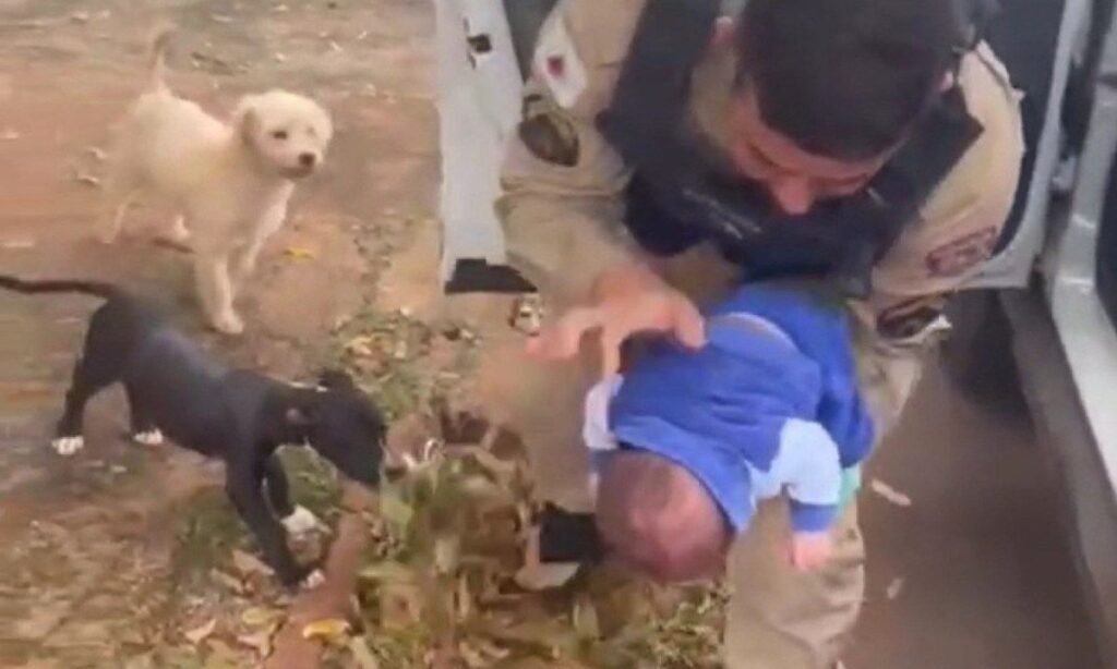 Policial militar salva bebê de 26 dias engasgado com leite em Vazante - Foto: Divulgação/PMMG