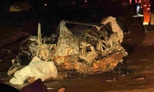 Acidente com explosão de carro deixa duas pessoas mortas na BR-262, em Minas Gerais - Foto: Divulgação/Corpo de Bombeiros