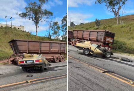 Motorista de carro morre em acidente com carreta na BR-040, em Alfredo Vasconcelos - Foto: Reprodução/Redes Sociais