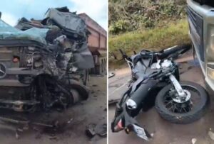 Acidente entre carretas e moto deixa duas vítimas na BR 040, em Nova Lima - Foto: Reprodução/Redes Sociais