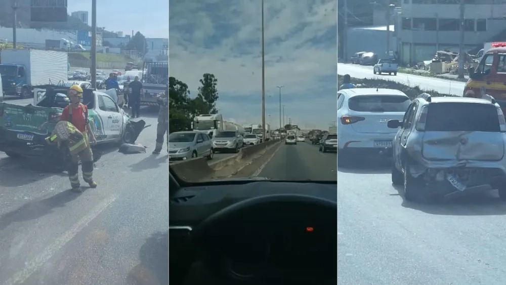 Carreta perde freio, arrasta carro e causa colisão com sete veículos no Anel Rodoviário de BH - Foto: Reprodução