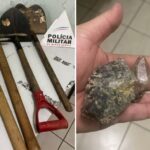 Grupo é preso em flagrante em garimpo ilegal de cristais em MG - Foto: Divulgação/PMMG