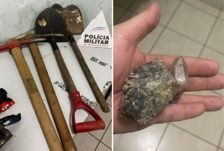 Grupo é preso em flagrante em garimpo ilegal de cristais em MG - Foto: Divulgação/PMMG
