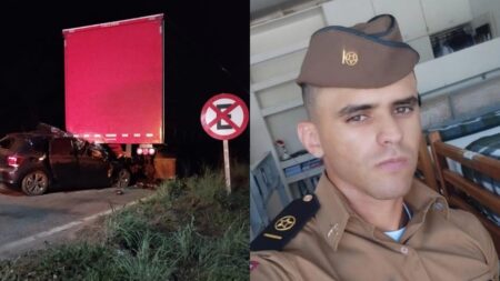 Militar morre ao bater contra traseira de caminhão na BR-040 - Foto: Divulgação/PRF + Redes Sociais