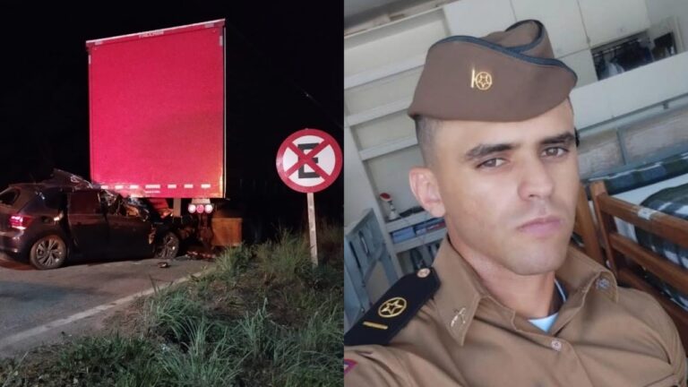 Militar morre ao bater contra traseira de caminhão na BR-040 - Foto: Divulgação/PRF + Redes Sociais