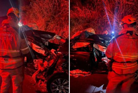 Acidente entre carro e carreta deixa quatro vítimas na BR-381, em Ravena - Foto: Divulgação/CBMMG