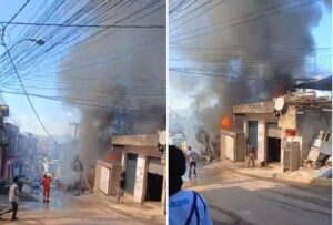 Incêndio consome ferro-velho e assusta moradores no bairro Taquaril, em BH - Foto: Reprodução/Redes Sociais