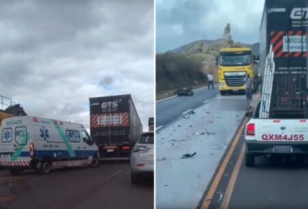 Motociclista morre em grave acidente com caminhão na BR-040, em Itabirito - Foto: Reprodução/Redes Sociais