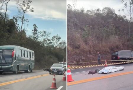 Motociclista morre em acidente com ônibus na BR-040, em Conselheiro Lafaiete - Foto: Reprodução/Redes Sociais