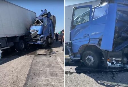 Acidente entre três caminhões e um carro deixa dois feridos na BR-040, em Sete Lagoas - Foto: Reprodução/Redes Sociais