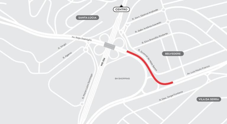 Alça do trevo do Belvedere será interditada para obras nesta terça-feira - Foto: Divulgação/PBH