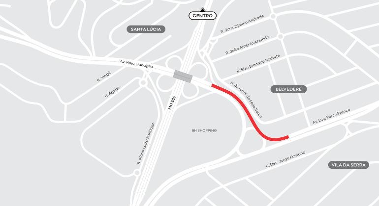 Alça do trevo do Belvedere será interditada para obras nesta terça-feira - Foto: Divulgação/PBH