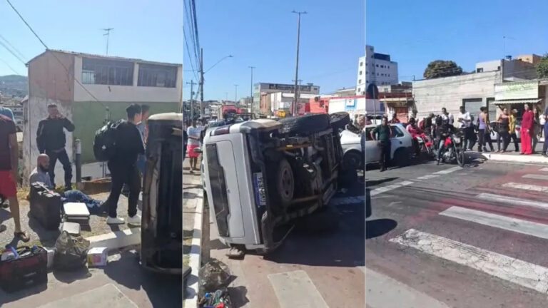 Carro capota e atinge outros cinco veículos em Santa Luzia - Foto: Reprodução