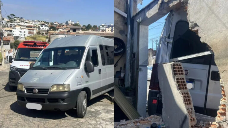 Van colide com muro e fere morador dentro de casa em Betim - Foto: Reprodução