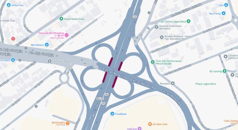 Obras no viaduto do Belvedere, em BH, vão alterar o trânsito a partir de terça (15) Intervenções no trevo do Belvedere interditam alça de acesso em BH nesta terça-feira (22) - Foto: Divulgação/PBH