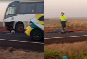 Acidente entre ônibus e motocicleta deixa dois mortos na BR-365, em Santa Vitória - Foto: Reprodução/Redes Sociais