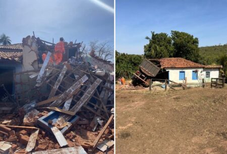 Idosa fica ferida após caminhão desgovernado atinge casa em Araguari - Foto: Divulgação/CBMMG