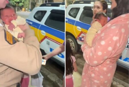 Bebê de 7 dias é salvo por sargento da PM após engasgar em Simonésia - Foto: Divulgação/PMMG