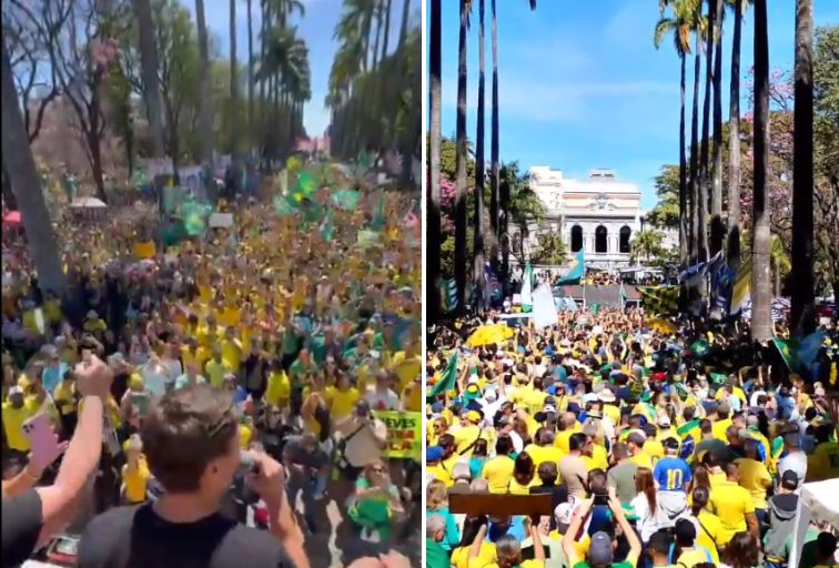Com presença de Nikolas Ferreira, manifestantes se reúnem na Praça da Liberdade, em BH, em ato contra Lula e Moraes Com presença de Nikolas Ferreira, manifestantes se reúnem na Praça da Liberdade, em BH, em ato contra Lula e Moraes - Foto: Reprodução