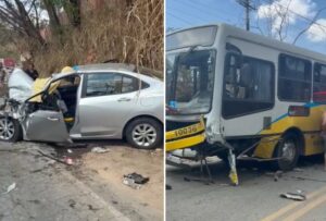 Oito pessoas ficam feridas após acidente entre carro e ônibus na MG-060, em Betim - Foto: Reprodução/Redes Sociais