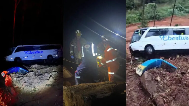 Mais de 40 pessoas ficam feridas em capotamento de ônibus na BR-262, em Manhuaçu - Foto: Divulgação/Corpo de Bombeiros