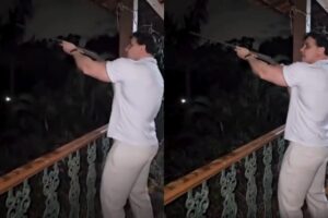 Vídeo mostra assassino confesso de gari em BH atirando com espingarda - Foto: Reprodução