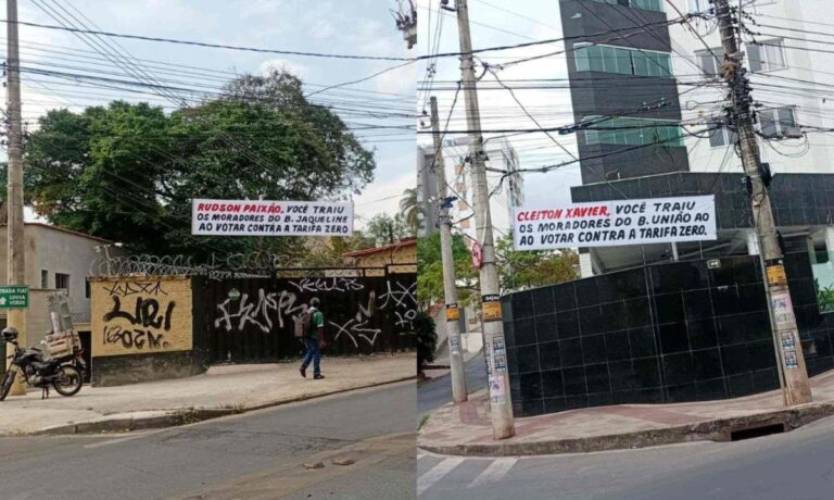 Faixas em BH chamam vereadores de 'traidores' após votarem contra “PL do Busão 0800” - Foto: Reprodução