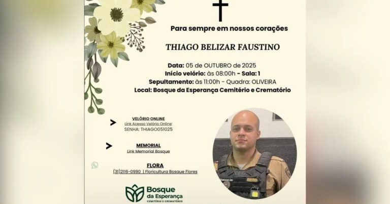Policial morto em perseguição será velado neste domingo em BH - Foto: Reprodução/Redes Sociais