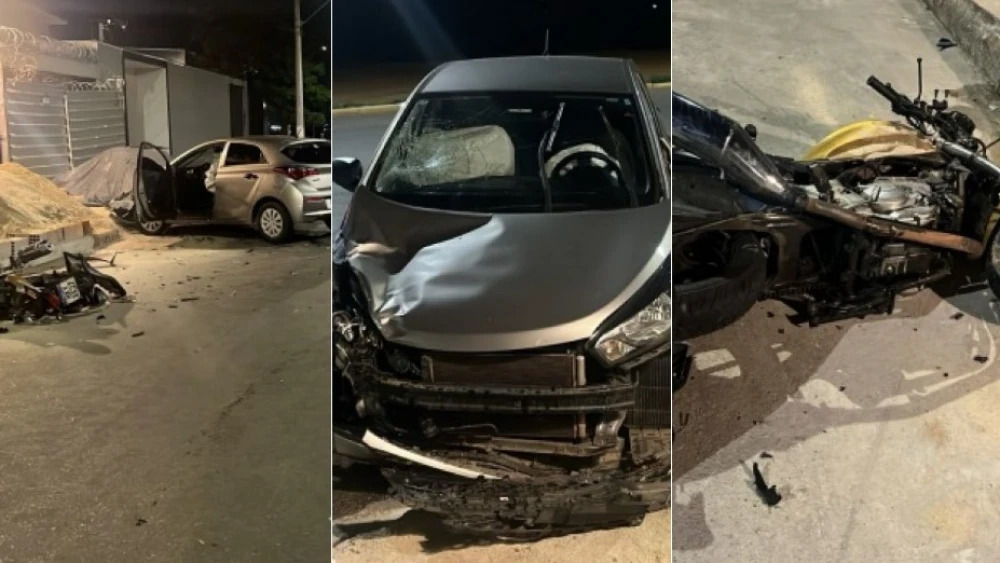 Motociclista bate de frente em carro e moto pega fogo em Sete Lagoas Motociclista bate de frente em carro e moto pega fogo em Sete Lagoas - Foto: Reprodução