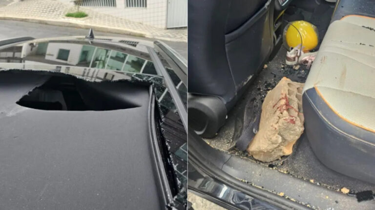 Mulher ferida por tijolo que atingiu carro em BH recebe alta hospitalar Polícia prende suspeito de arremessar bloco de concreto que feriu mulher em BH - Foto: Reprodução