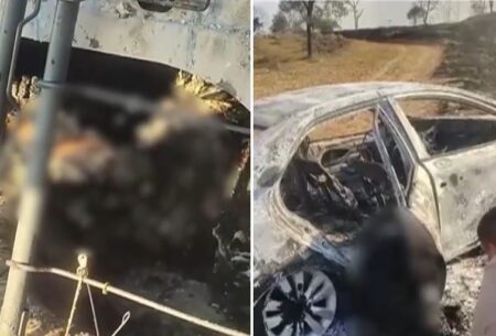 Dois corpos carbonizados são encontrados dentro de carro na MG-050, entre Itaúna e Mateus Leme - Foto: Reprodução/Redes Sociais