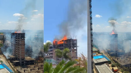 Incêndio de grandes proporções atinge prédio abandonado na Pampulha, em BH - Foto: Reprodução