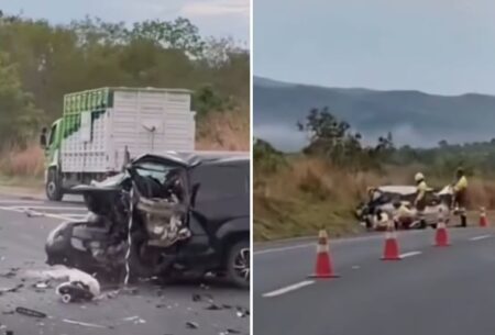 Três morrem em acidente frontal entre carros na BR-135, em Augusto de Lima - Foto: Reprodução/Redes Sociais