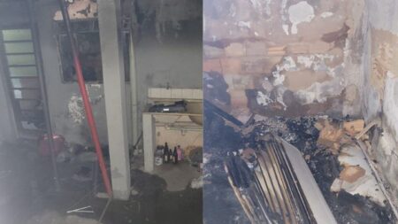 Incêndio destrói casa após vela acesa ser deixada durante queda de energia em BH - Foto: Divulgação/Corpo de Bombeiros