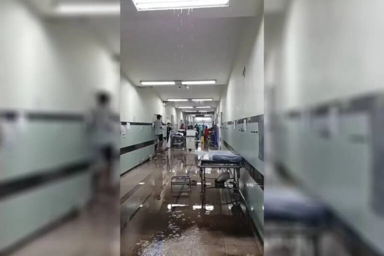 Chuva alaga áreas do Hospital João XXIII e pacientes são retirados às pressas - Foto: Reprodução/Redes Sociais