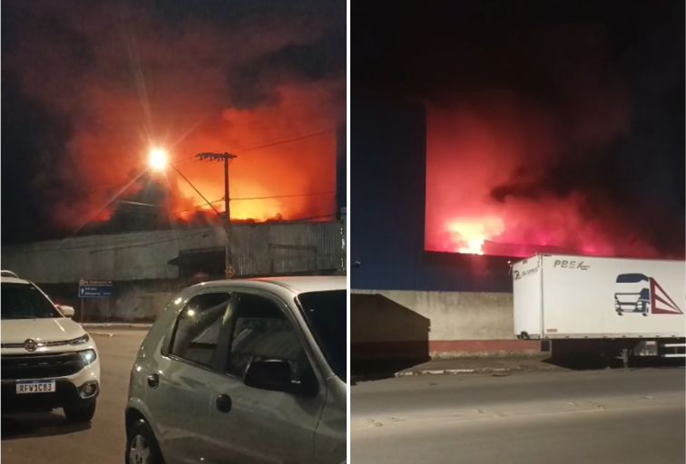 Vídeo: Incêndio de grandes proporções atinge galpão em Sete Lagoas Incêndio de grandes proporções atinge galpão em Sete Lagoas - Foto: Divulgação/CBMMG