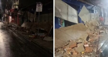 Marquise desaba após forte chuva no bairro São Gabriel, em BH - Foto: Reprodução