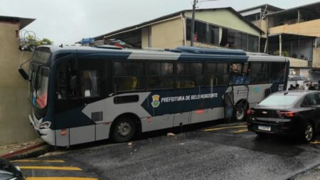 Ônibus desgovernado atinge casa e atropela idosa em ponto de ônibus no Alto Vera Cruz, em BH - Foto: Reprodução/Redes Sociais