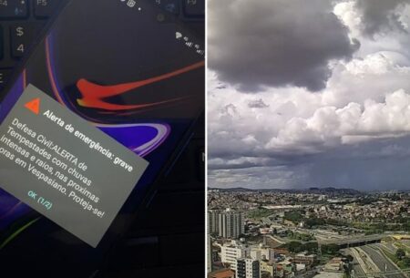 Alerta de emergência: Defesa Civil envia mensagem sobre chuva em Vespasiano e Santa Luzia Alerta de emergência: Defesa Civil envia mensagem sobre chuva em Vespasiano e Santa Luzia - Foto: Por Dentro de Minas + Clima Ao Vivo