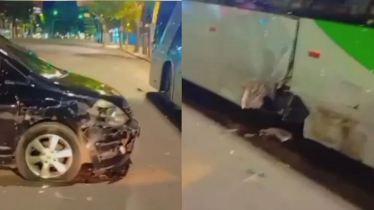 Jovem sem CNH é preso após bater carro em ônibus na Avenida Afonso Pena, em BH - Foto: Reprodução
