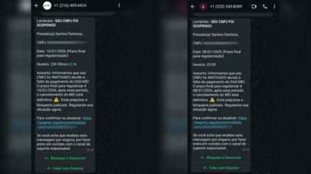 CNPJ suspenso? MEIs são alvo de golpe por mensagens no WhatsApp CNPJ suspenso? MEIs são alvo de golpe por mensagens no WhatsApp - Foto: Reprodução