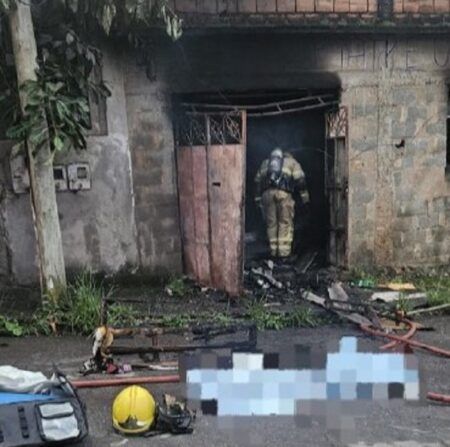 Homem morre após casa pegar fogo em Conselheiro Lafaiete - Foto: Divulgação/CBMMG