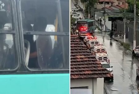 Ônibus sequestrado em Ribeirão das Neves: Adolescente de 16 anos é apreendido após manter jovem refém Ônibus sequestrado em Ribeirão das Neves: Adolescente de 16 anos é apreendido após manter jovem refém - Foto: Reprodução/Redes Sociais