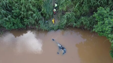 Pai e dois filhos morrem após acidente e carro cai em rio na BR-116, em Inhapim - Foto: Divulgação
