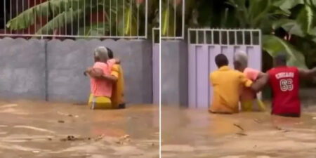 Idosa é resgatada por moradores após alagamentos em Jaboticatubas - Foto: Reprodução